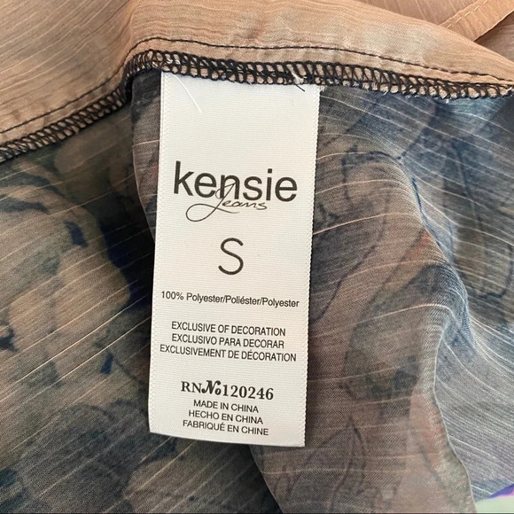 NWT Kensie Sheer Flowy Top Tunic Floral Blouse Small Purple Lined Spring Work - Picture 5 of 5